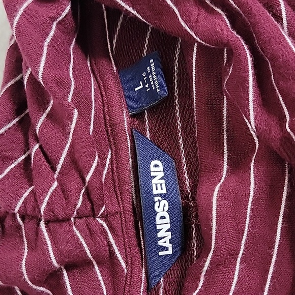 Lands' End Women's Maroon White Striped Short Sleeve Turtleneck Top,  L 14-16 - Picture 5 of 8